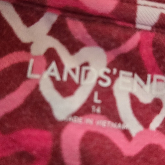LANDS' END Long-sleeved Hearts Dress Cotton/Spandex Youth Large 14 - Picture 4 of 6